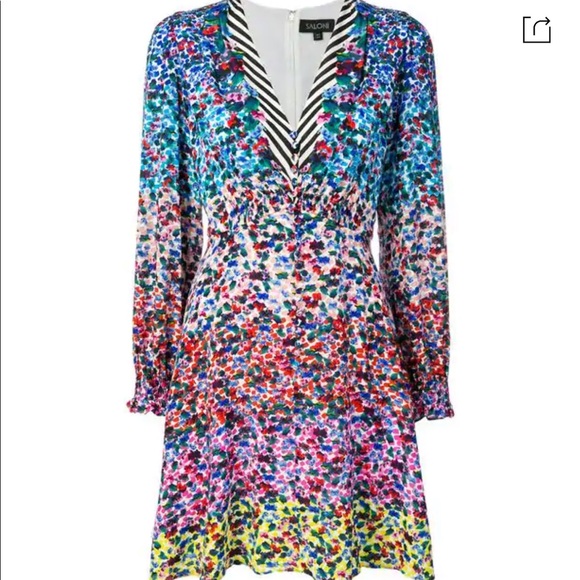 SALONI
Eve Floral Print Dress In Rainbow Gardenia - Picture 7 of 8